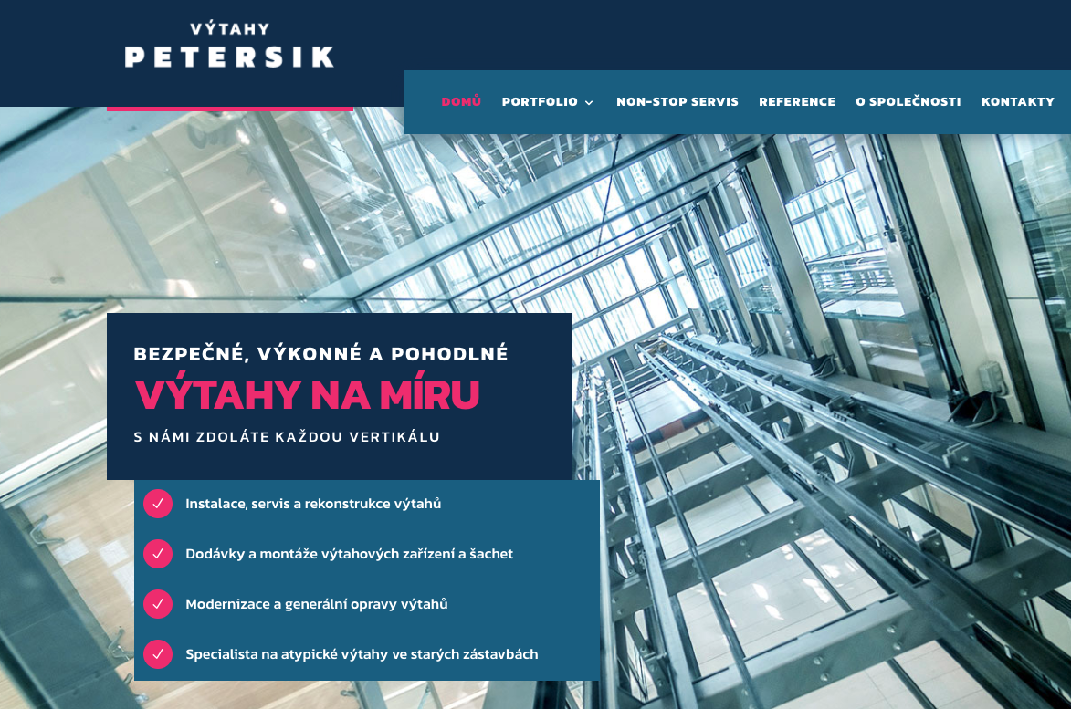 Výtahy Petersik – texty na nový web